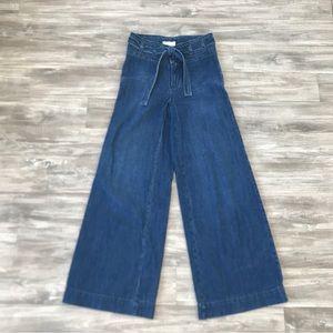 Free People Augusta Maytal Wide Leg Jeans with Belt Size 27 100% Cotton